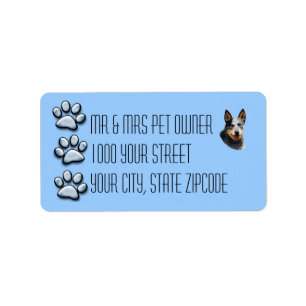 Australian Cattle Dog 3 Blue Pawprints Label