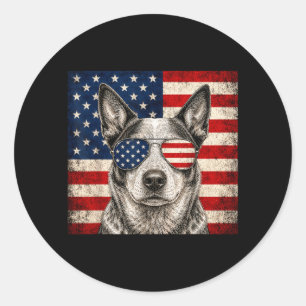 Australian Cattle Dog 4th Of July Aamerican Flag Classic Round Sticker
