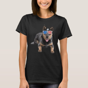 Australian Cattle Dog American Usa Flag T-Shirt