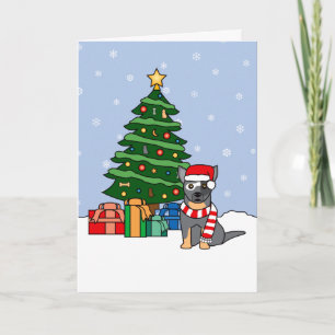 Australian Cattle Dog and Christmas Tree Holiday Card