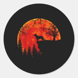 Australian Cattle Dog And Moon Halloween Classic Round Sticker