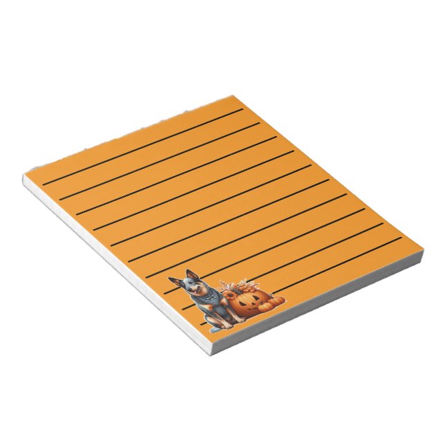 Australian Cattle Dog Beside a Jack-O-Lantern  Notepad (Angled)