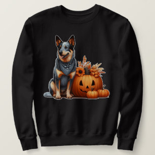 Australian Cattle Dog Beside a Jack-O-Lantern  Sweatshirt