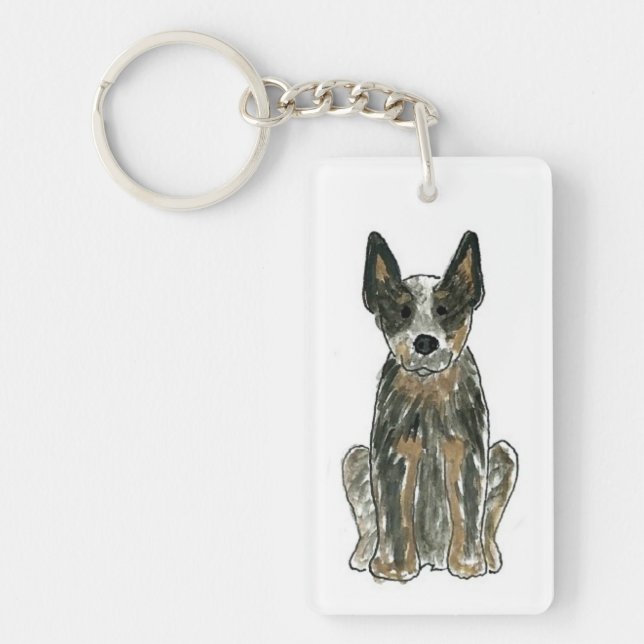 Australian Cattle Dog Blue Heeler ACD Key Ring (Front)