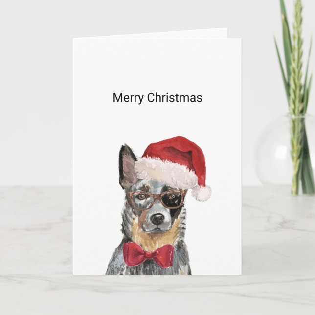 Australian Cattle Dog, Blue Heeler Christmas Card (Front)
