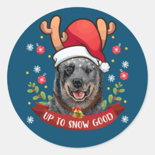 Australian Cattle Dog Blue Heeler Reindeer Christm Classic Round Sticker
