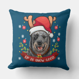 Australian Cattle Dog Blue Heeler Reindeer Christm Cushion