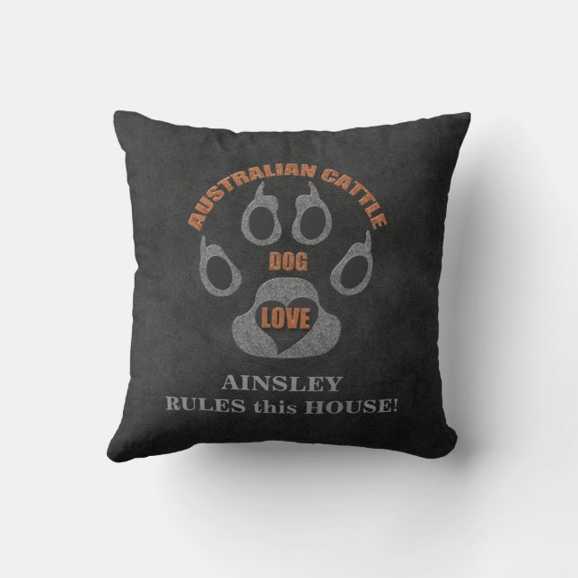 Australian Cattle Dog Breed with Name Cushion (Back)