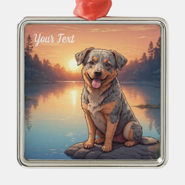 Australian Cattle Dog by Lake Metal Ornament (Front)