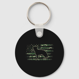 Australian Cattle Dog Camouflage American Flag Key Ring