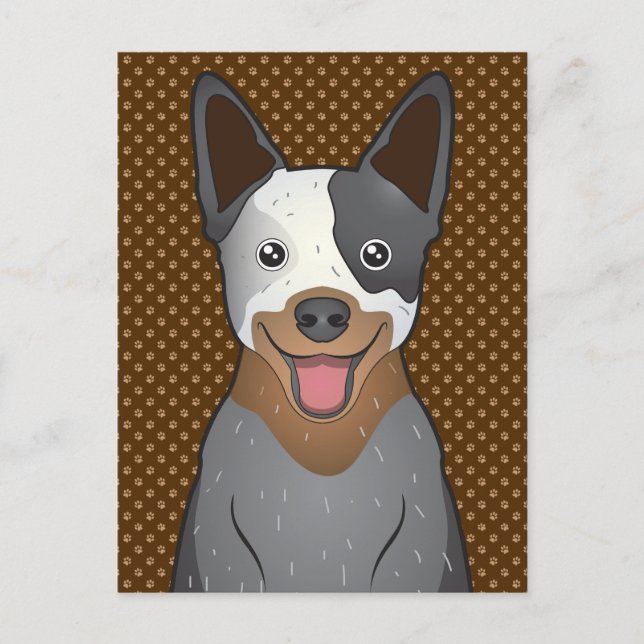 Australian Cattle Dog Cartoon Paws Postcard (Front)