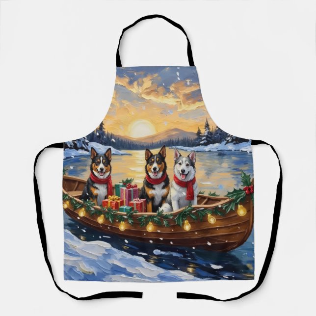 Australian Cattle Dog Christmas Boat Holiday Apron (Front)