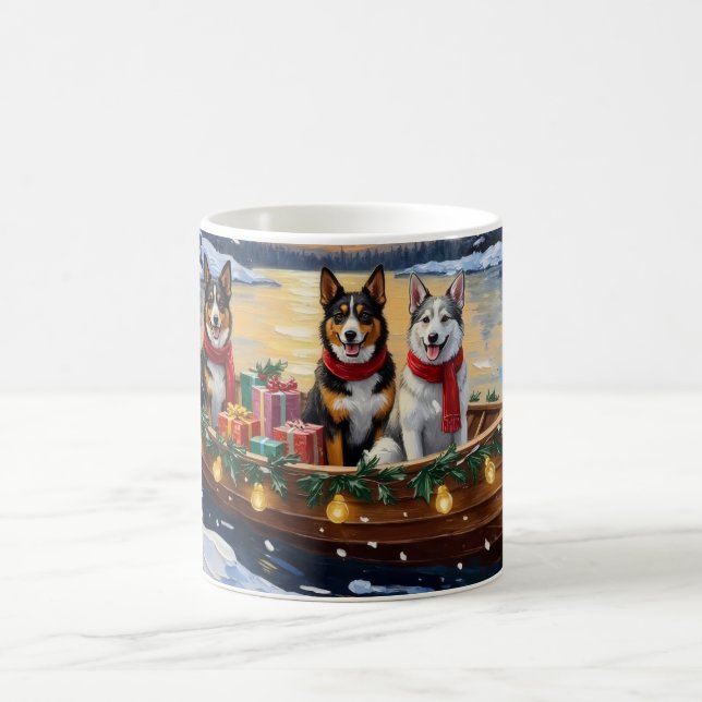 Australian Cattle Dog Christmas Boat Holiday Coffee Mug (Center)