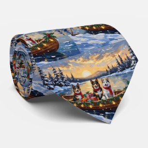 Australian Cattle Dog Christmas Boat Holiday Tie