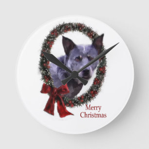 Australian Cattle Dog Christmas Round Clock