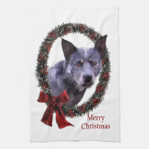 Australian Cattle Dog Christmas Tea Towel