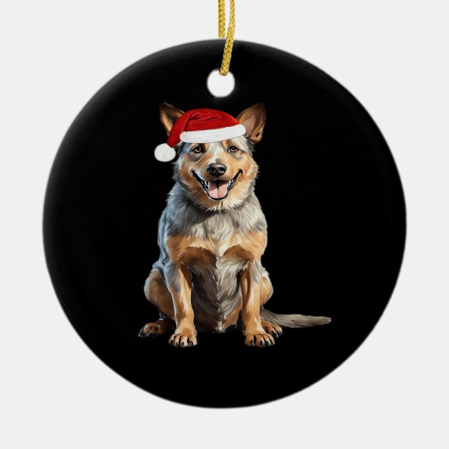Australian Cattle Dog Christmas Tree Dog Puppy Wat Ceramic Ornament (Front)