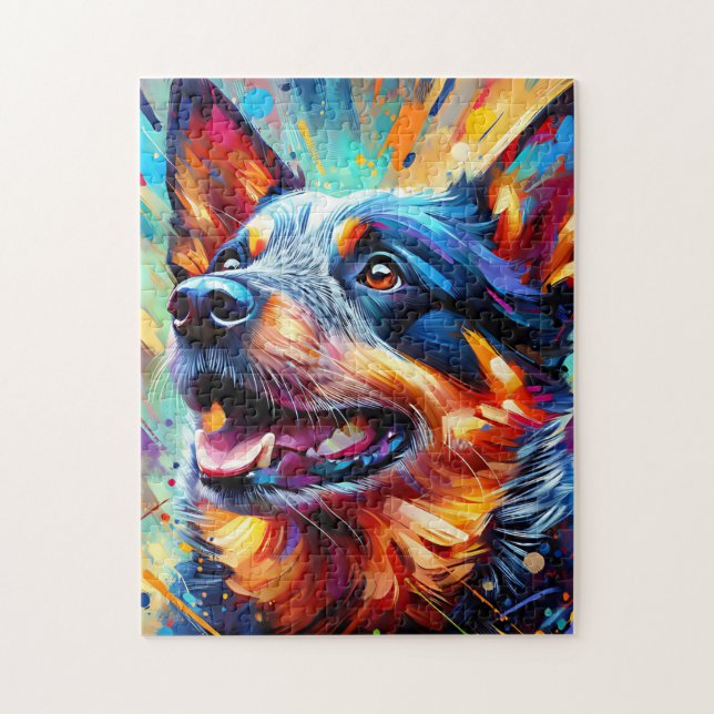 Australian Cattle Dog Colourful Acrylic Print  Jigsaw Puzzle (Vertical)