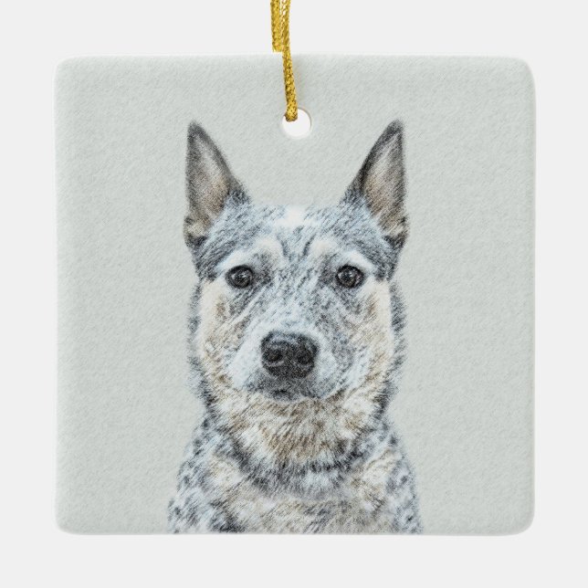 Australian Cattle Dog - Cute Original Dog Art Ceramic Ornament (Front)
