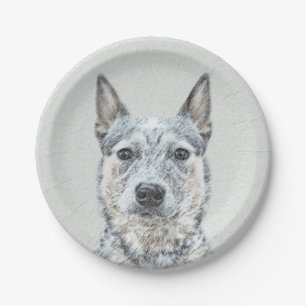 Australian Cattle Dog - Cute Original Dog Art Paper Plate