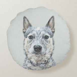 Australian Cattle Dog - Cute Original Dog Art Round Cushion