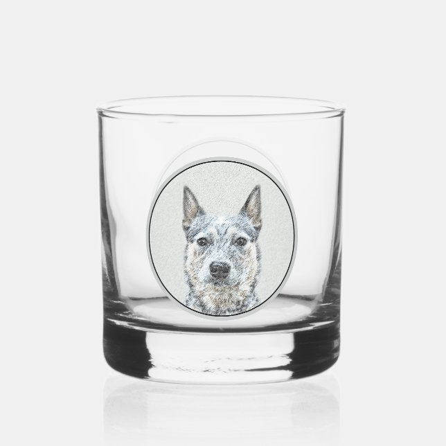 Australian Cattle Dog - Cute Original Dog Art Whiskey Glass (Front)