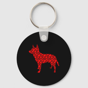 Australian Cattle Dog Cute Silhouette Heart Valent Key Ring