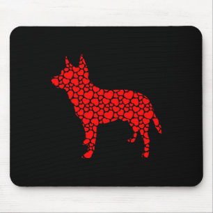 Australian Cattle Dog Cute Silhouette Heart Valent Mouse Pad