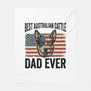 Australian Cattle Dog Dad Patriotic Vintage Shirt Fleece Blanket