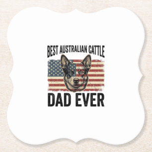 Australian Cattle Dog Dad Patriotic Vintage Shirt Paper Coaster