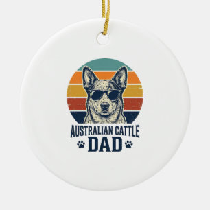 Australian Cattle Dog Dad Vintage Sunset Shirt_1 Ceramic Ornament
