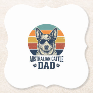Australian Cattle Dog Dad Vintage Sunset Shirt_1 Paper Coaster