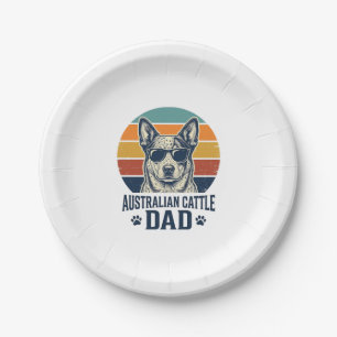 Australian Cattle Dog Dad Vintage Sunset Shirt_1 Paper Plate