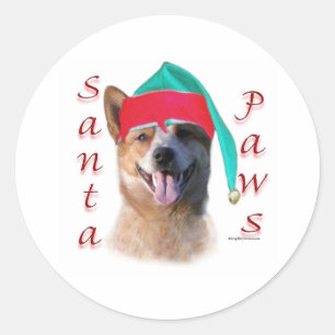 Australian Cattle Dog Dog Santa Paws Classic Round Sticker