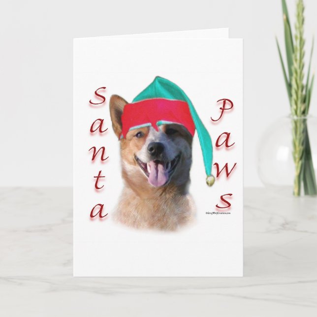 Australian Cattle Dog Dog Santa Paws Holiday Card (Front)