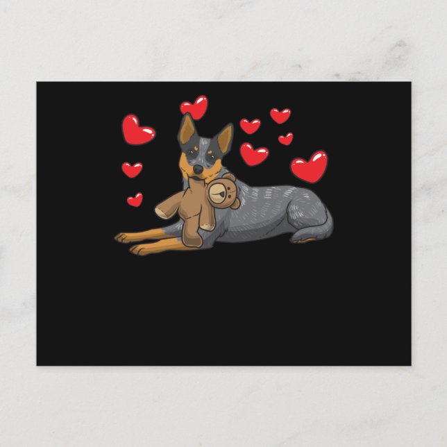 Australian Cattle Dog Dog With Stuffed Animal And Postcard (Front)