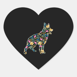 Australian Cattle Dog Flower Heart Sticker