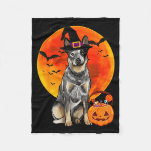 Australian Cattle Dog Halloween Pumpkin Fleece Blanket