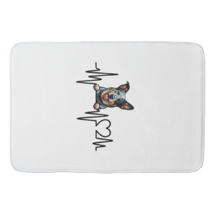 Australian Cattle Dog Heartbeat Ecg Heart Paw Bath Mat