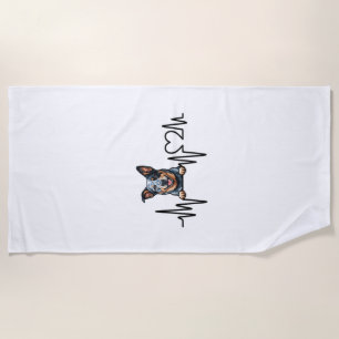 Australian Cattle Dog Heartbeat Ecg Heart Paw Beach Towel