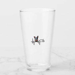 Australian Cattle Dog Heartbeat Ecg Heart Paw Glass