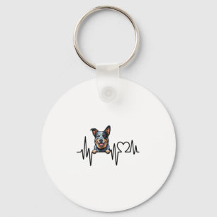 Australian Cattle Dog Heartbeat Ecg Heart Paw Key Ring