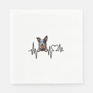 Australian Cattle Dog Heartbeat Ecg Heart Paw Napkin