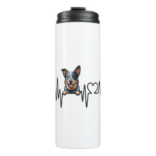 Australian Cattle Dog Heartbeat Ecg Heart Paw Thermal Tumbler