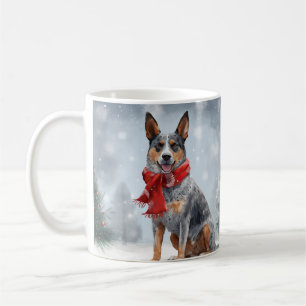 Australian Cattle Dog in Snow Christmas  Coffee Mug