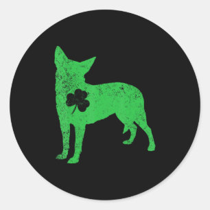 Australian Cattle Dog Irish Clover St Patrick Day Classic Round Sticker