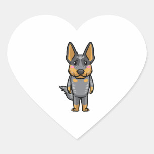 Australian Cattle Dog Kawaii Emoticon Heart Sticker