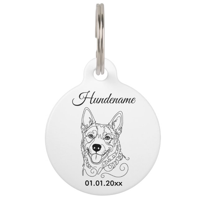 Australian Cattle Dog Line Art Personalized Tag (Front)