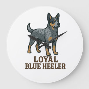 Australian Cattle Dog Loyal Blue Heeler Large Clock