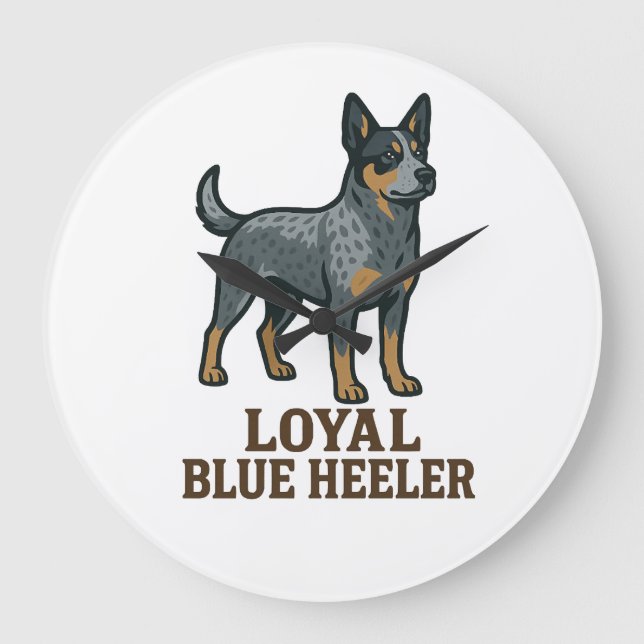 Australian Cattle Dog Loyal Blue Heeler Large Clock (Front)